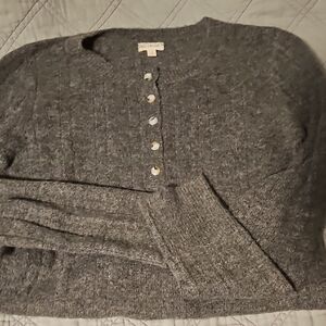 Hem & Thread Charcoal Button-Up Women's Cardigan